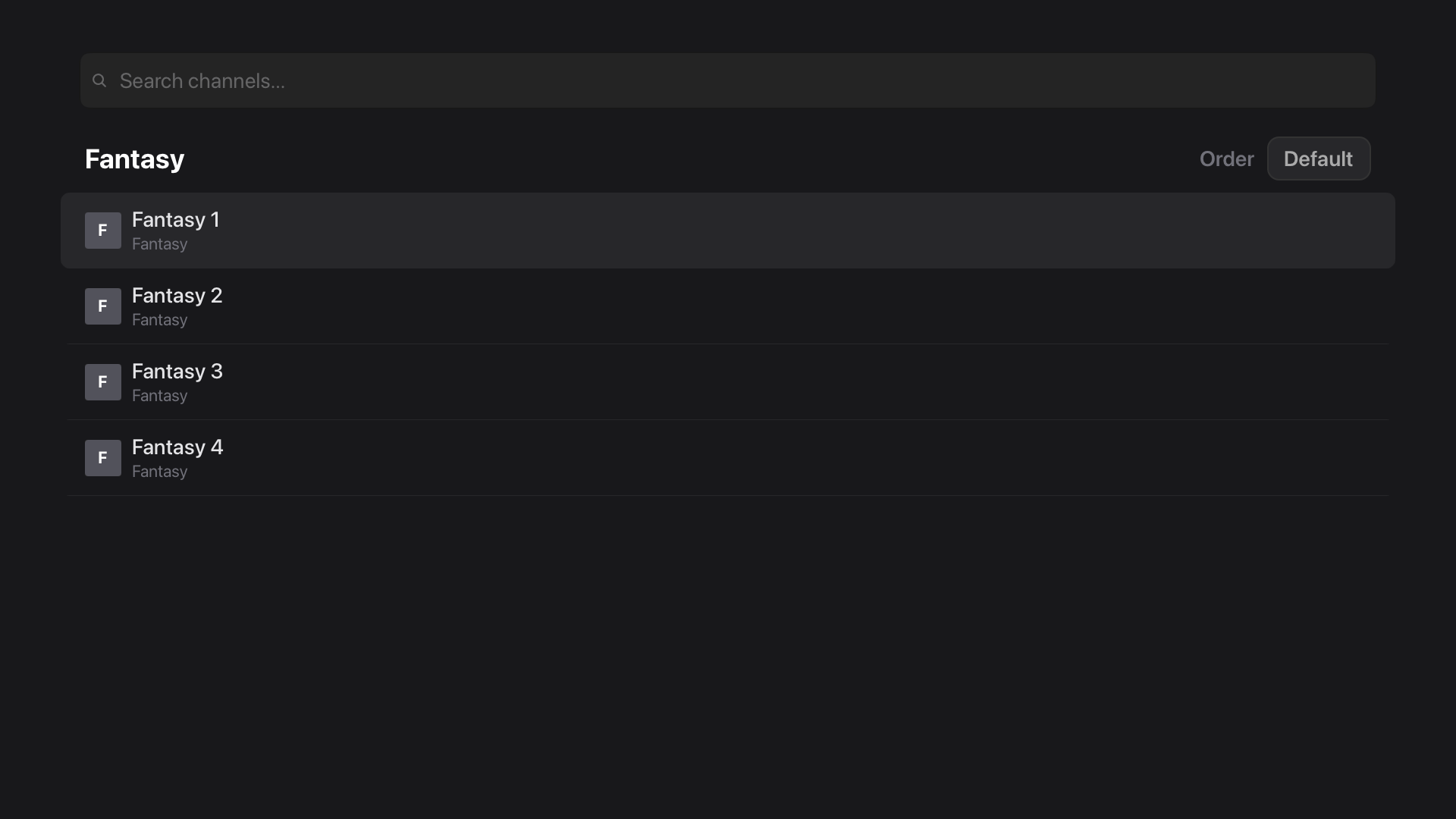 Tuna IPTV channel list view
